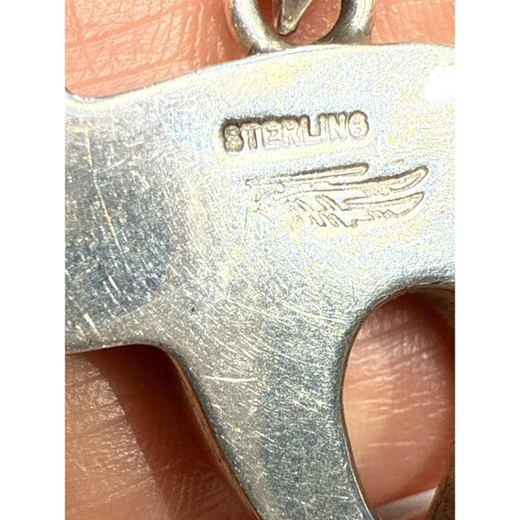 Vintage Native American Sterling Silver Bear Fetish Pendant Necklace Inlay Turqu - Picture 5 of 10